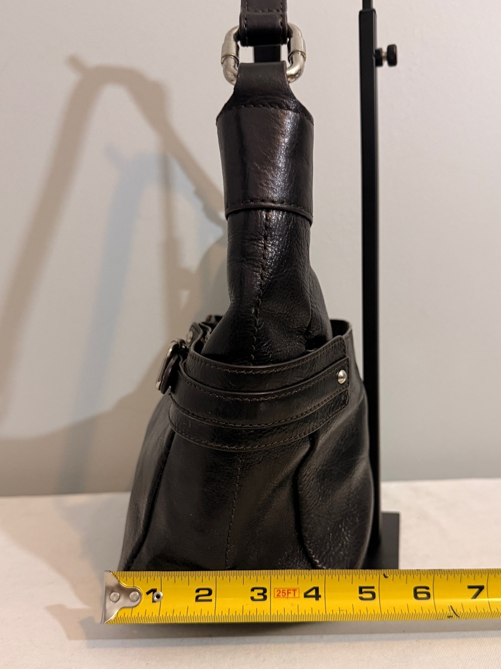 Etienne Aigner Black Leather Hobo Shoulder Bag Buckle Accents Y2K - Picture 15 of 16